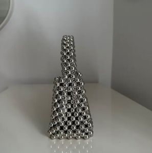 Silver Metallic Beaded Bag