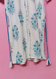 Elegant White &amp; Blue Floral Kurta Set with palazzo