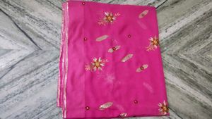 Elegant Pink Embroidered Saree(New)
