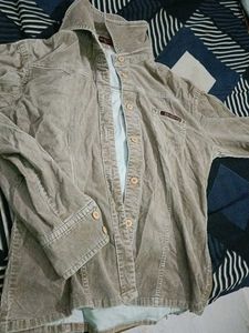 Classic Beige Fitted Corduroy Shirt for Women