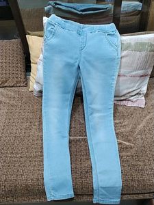 Lite Blue White Combination Girl Jeans