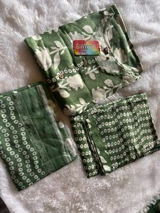Green Floral Kurta Set