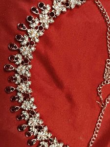 Elegant Red &amp; Silver Tone Necklace