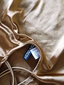 H&amp;M Elegant Gold Satin Maxi Dress with Slit