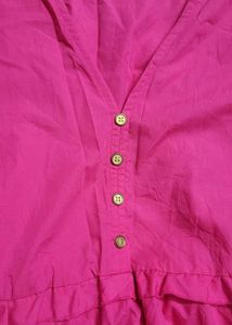 Vibrant Pink Tiered Midi Dress