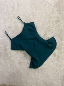 Cute Teal Spaghetti Strap Crop Top