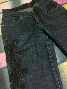 Embellished Dark Wash Denim Jeans