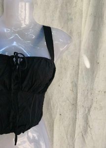 Chic Black Corset Style Crop Top