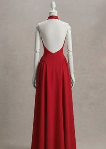 Elegant Red Halter Neck Maxi Dress