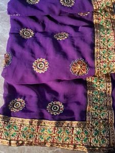 Elegant Purple Embroidered Saree