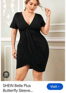 Shein curve Classic Black V-Neck Wrap Dress