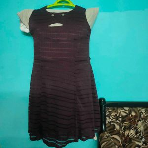 Chic Striped Cutout net Dress