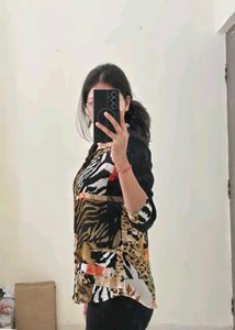 Unique Animal Print Button Down Top