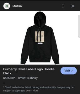Burberry Owie Label Logo Hoodie Black Size L