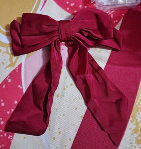Elegant Red Bow clip