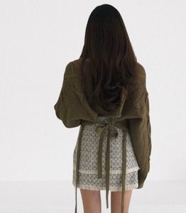 Ribbon Back Crop Knit Sweater
