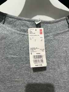 Grey Ribbed Off-Shoulder Top