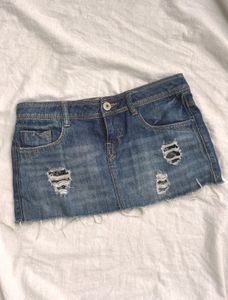 Distressed Denim Mini Skirt