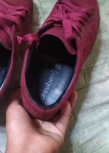 Burgundy Suede Sneakers