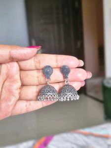 Oxidized Jhumka Earrings pack of 2