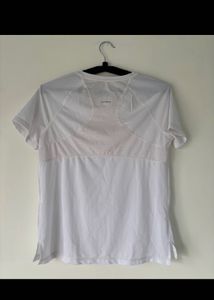Athletic Mesh Detail White T-Shirt