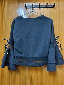 **Sale Price Only For Today* Grey Bell Sleeves Top
