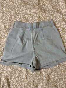 Forever 21 Denim Pleated Shorts