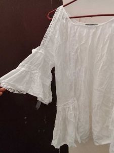 Bohemian White Cold Shoulder Top