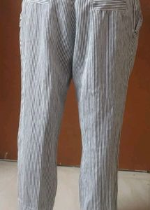 Women's Cotton Pant | Black &amp; White Stripe