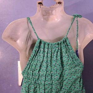 Boho Green Floral Print Summer Top