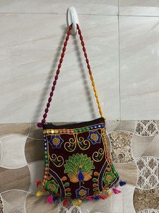 Embroidered Peacock Crossbody Bag