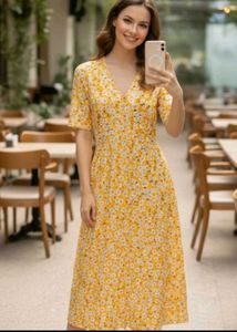 SALE TILL 5SEP 🍭YELLOW PRINT MIDI DRESS🍭