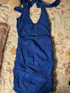 Blue Halter Mini Dress
