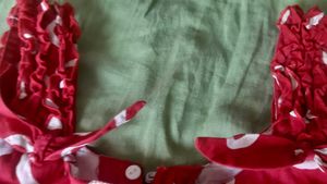 Red cotton summer dress/ frock for girls