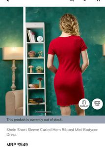 Red Ribbed Mini Bodycon Dress