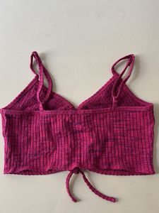 Ribbed Tie-Front Crop Top