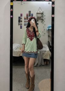 Embroidered Mint Green Kurta