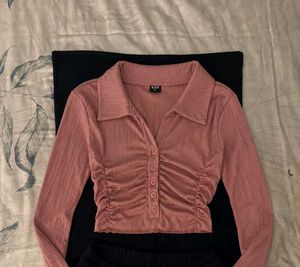 ⋆𐙚 ̊.Gathered placket blouse 🗝️✨