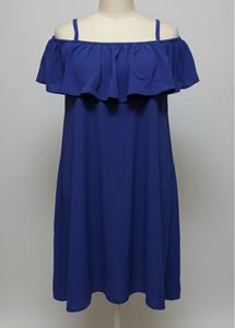 Royal Blue Off-Shoulder Ruffle Dress