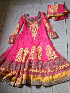 Pink Anarkali With Dupatta For Women