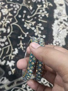 Embellished Teal Bangles