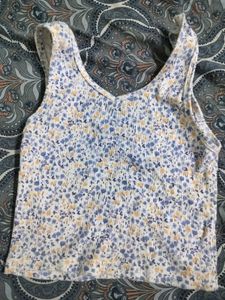 Floral Print Ribbed Tank Top