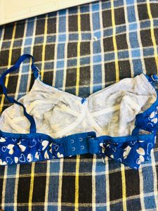 Blue Heart Print Bra