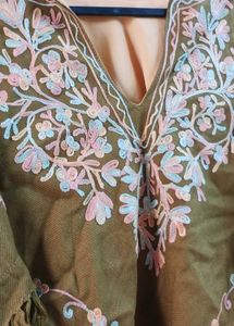 Embroidered Olive Green Kaftan Top