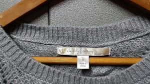 Branded Gray Knit Pullover Sweater