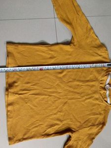 Yellow Ribbed Long Sleeve Top