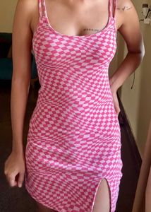Pink Checkered Mini Dress