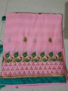 Pink Embroidered Saree