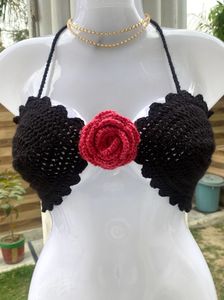 Black Crochet 🌹 Flower Top