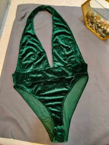 Emerald Velvet Halterneck Swim Top✨